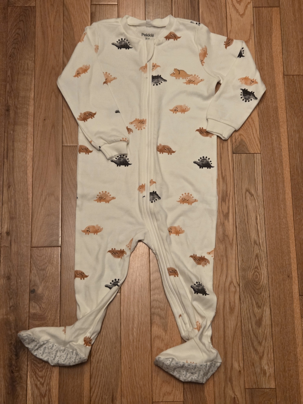5/$20 Pekkle 18M Dinosaur Print Footed Zip Up Onsie Sleeper Pajamas